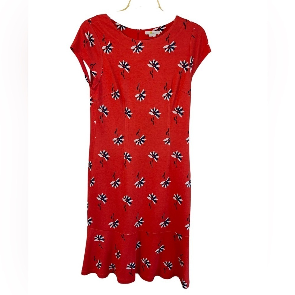 Boden Floral, cap sleeve, stretch jersey, lined dress. Size 14 US GUC